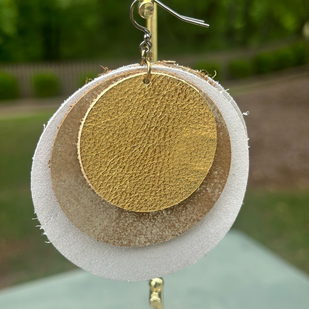 Chic Layered Leather Disco Seoul Earrings! Handmade with LOVE!